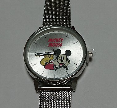 SPRiNG ミッキーマウス 洒落る！シルバー腕時計