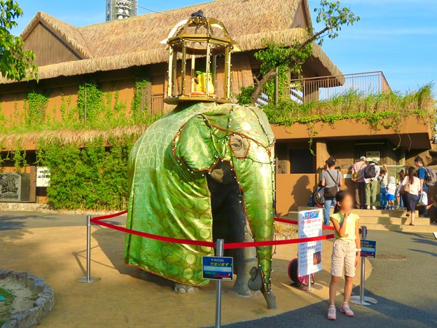 東山動植物園ナイトZoo 2018 No - 4：スリランカのお祭り「ペラヘラ祭」風の装飾がなされてたゾージアム前の象の像