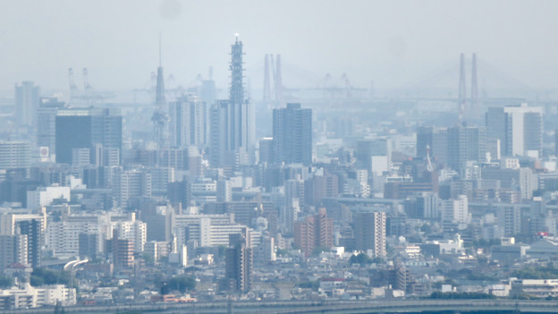 尾張白山社から見た景色 - 7：名古屋テレビ塔と名港西大橋