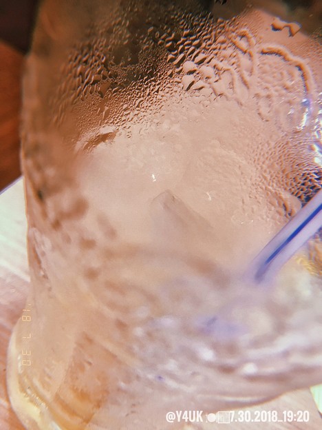 Photos: 19:20“ドリンクバー”3杯飲み干して退店。drink bar Coca-Cola Glass.水滴雫の冷たい美味しい夏の夜～溶ける夢であい去ったsummer lonely people night
