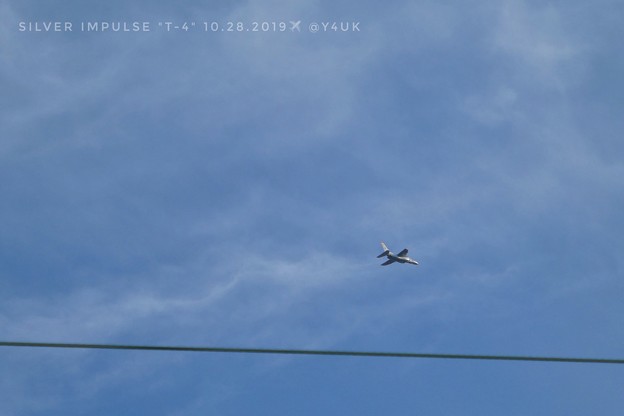 Photos: 10.28silver impulse“T-4”into the cable sky, top speed～灰色のブルーインパルスも凄く速かった！ピント青空と撮れてよかった電線(294mm:TZ85)