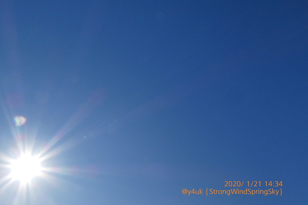 1.21 Strong Wind Spring Sky Sun～冬空ですが超強風でした(きょう1.31も)太陽が負けて寒い日でしたが、冬を感じます。異常な暖冬だから寒さも大事です(絞り優先:TZ85)