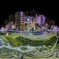 青葉シンボルロード イルミネーション 360度パノラマ写真　(｢水流彫刻の水路｣)