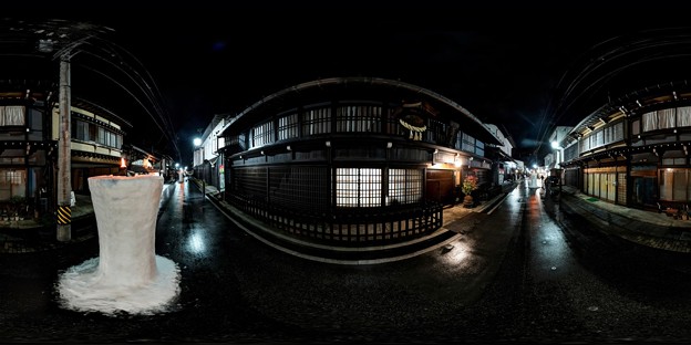 飛騨古川 三寺参り  雪像ろうそく 渡辺酒造前 360度パノラマ写真