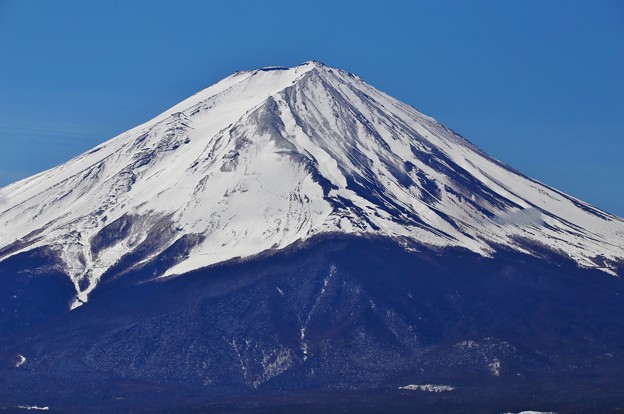 河口湖からの富士山（山頂付近ズーム）