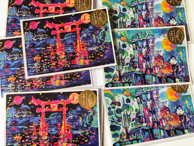 世界一周団体TABIPPO PAS-POL 世界遺産アートポストカード 厳島神社 原爆ドーム