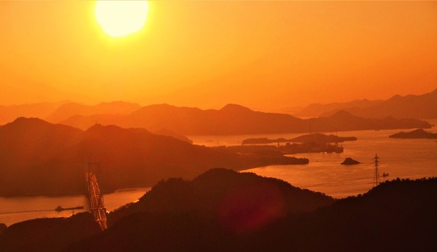 立春のしまなみ海道の夕暮れ＠高見山展望台