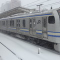 JR東日本横浜支社E217系(雪の津田沼駅にて)
