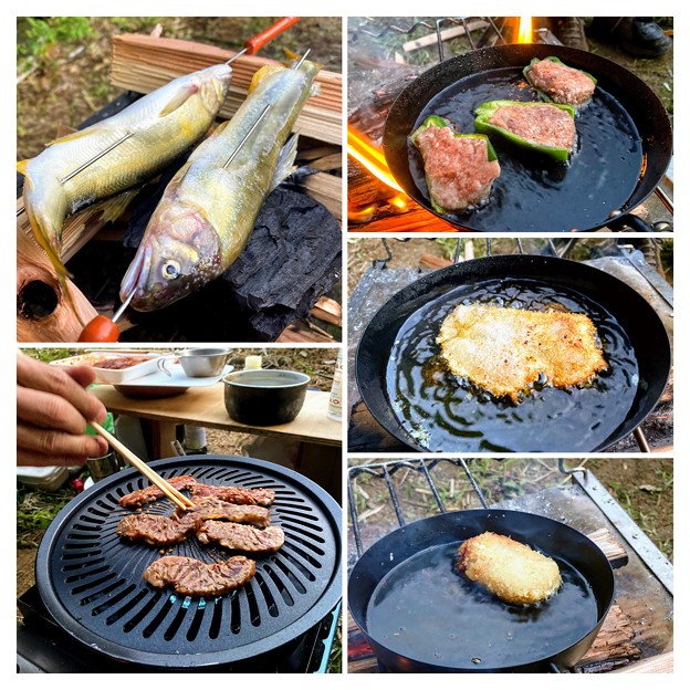 夜のキャンプ飯