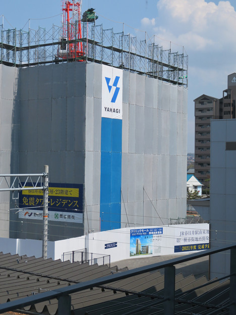 JR春日井駅南口に建設中の高層マンション（2020年4月4日）- 2
