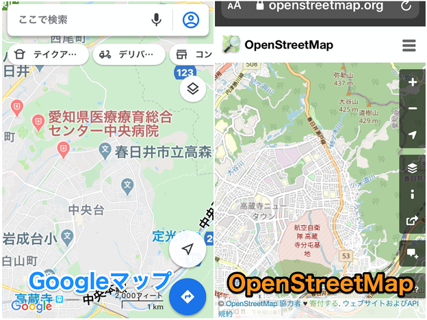 細かい川の名前も表示される「OpenStreetMap」- 8