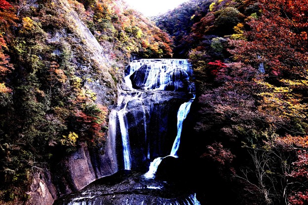 Photos: 紅葉した袋田の滝