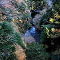 寸又峡の峡谷の紅葉風景