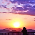 Photos: 正月四日の夕陽＠しまなみ海道・因島大橋＠高見山展望台