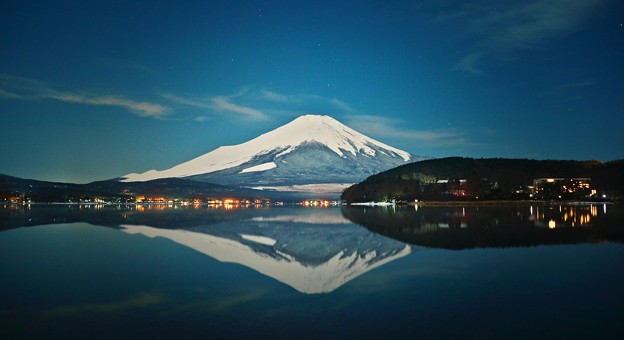 月夜の晩に富士を撮る～山中湖平野～